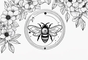 Moon phases, crystal, floral, bee’s tattoo idea