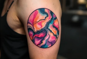 round colourful marble tattoo idea