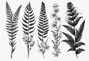 Sword fern and wild flower for a forearm tattoo idea