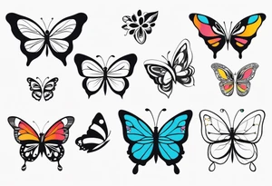 Butterfly: “A vibrant butterfly with colorful wings, resting on a flower, showcasing transformation and beauty.” tattoo idea