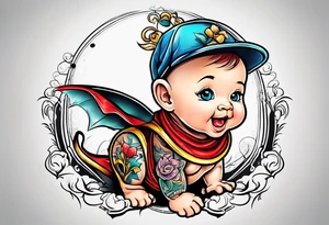 Cute baby boy tattoo idea