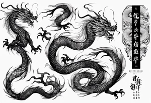 long chinese dragon with scales tattoo idea
