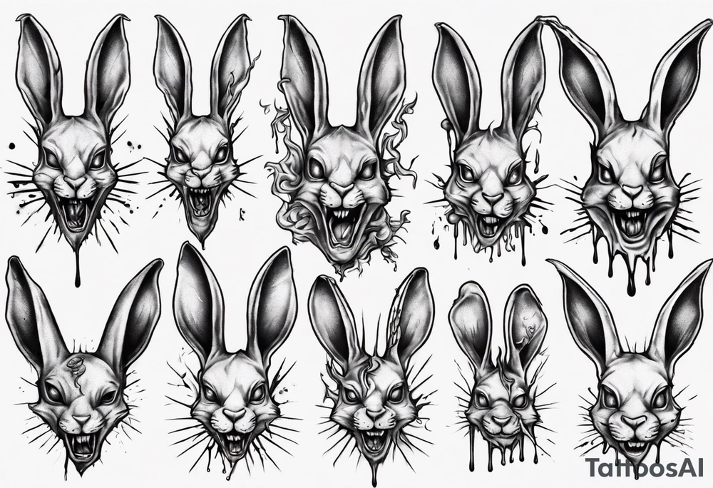 bloody satanic rabbit tattoo idea