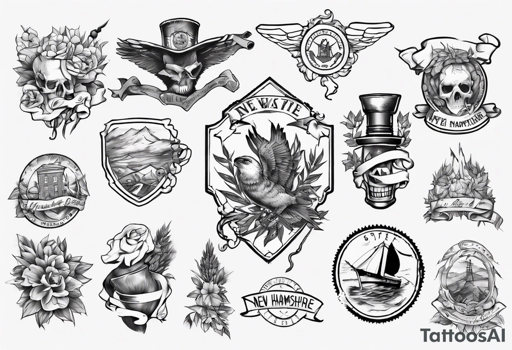 draw the outline of the state of New Hampshire tattoo idea