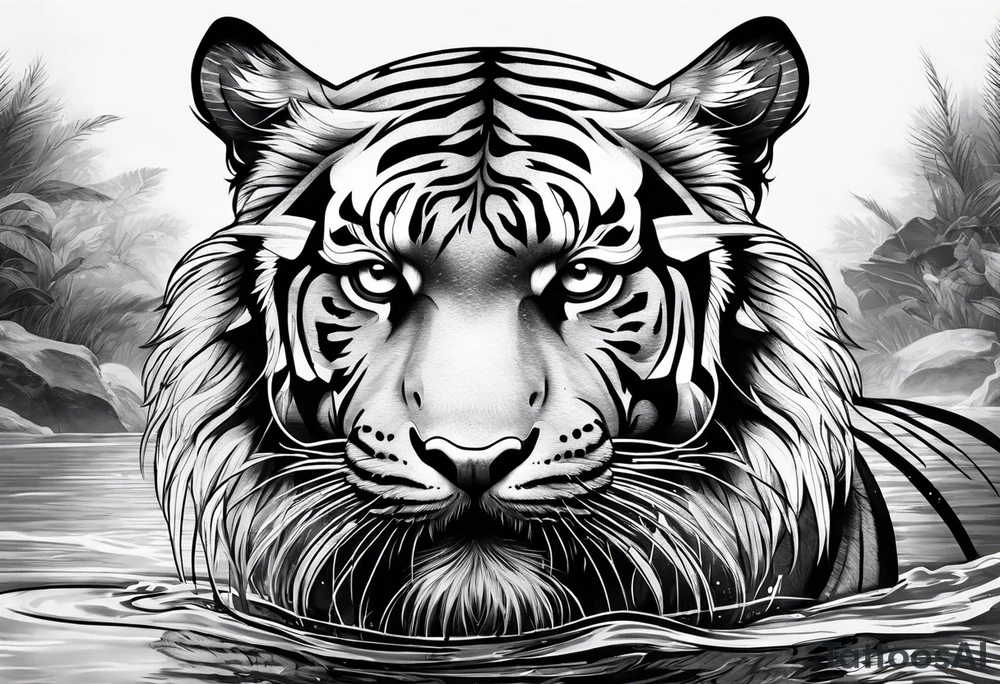 Tiger in water tattoo idea