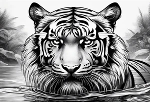 Tiger in water tattoo idea