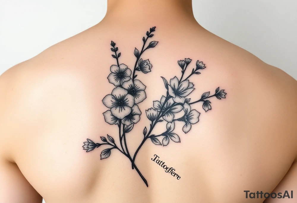 larkspur and hawthorns tattoo idea