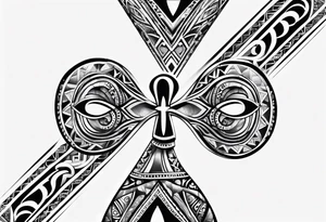ankh mixed maori whole arm tattoo idea