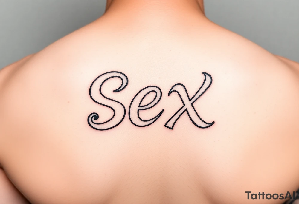 The word sex in cartoon writing tattoo idea