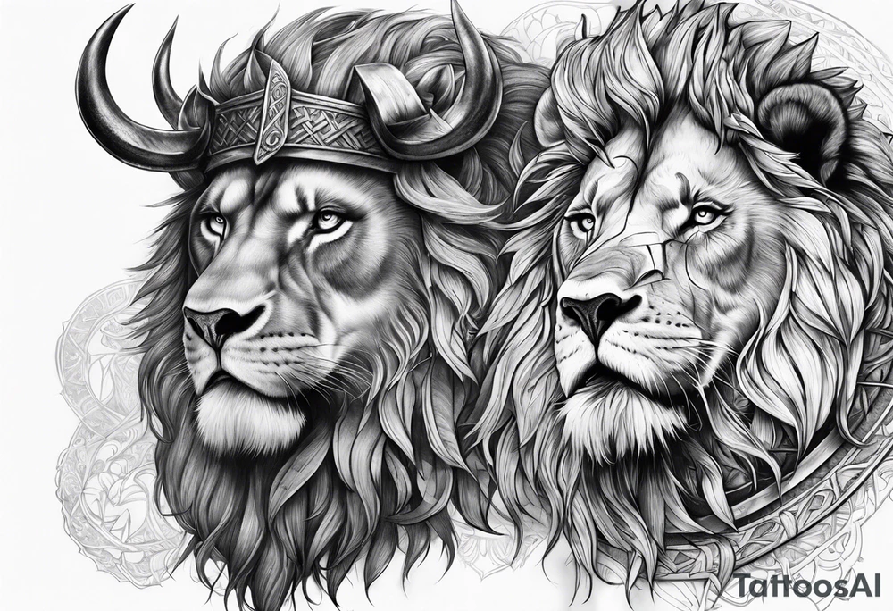 Vikings and a lion tattoo idea