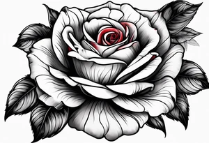 A black and white red-tailed rose with a lot of shading tattoo idea