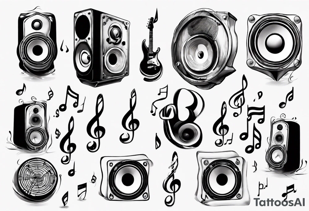 music speaker note tree stave notes tattoo idea
