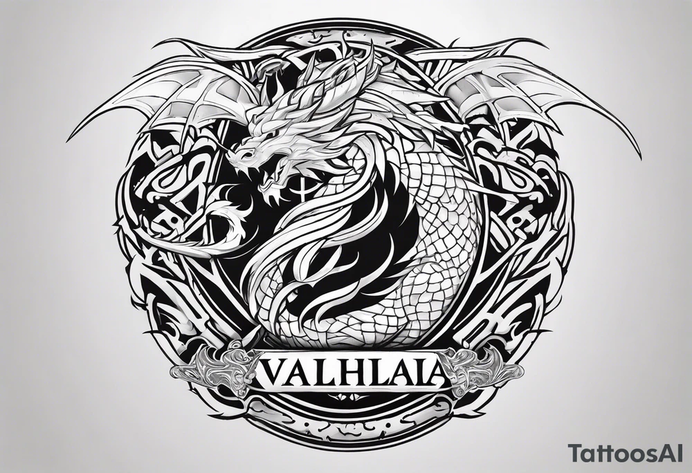 Valhalla fire sword shield dragon tattoo idea