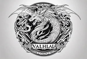 Valhalla fire sword shield dragon tattoo idea