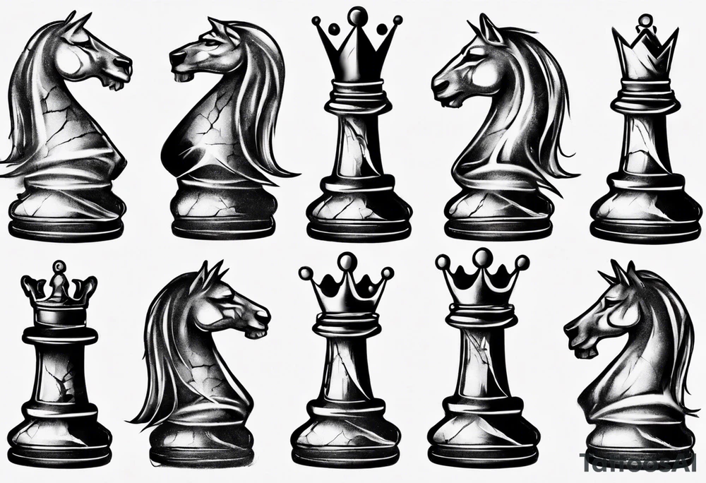 king chess with lots of cracks tattoo idea