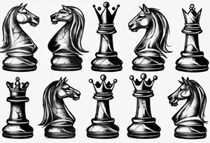 king chess with lots of cracks tattoo idea