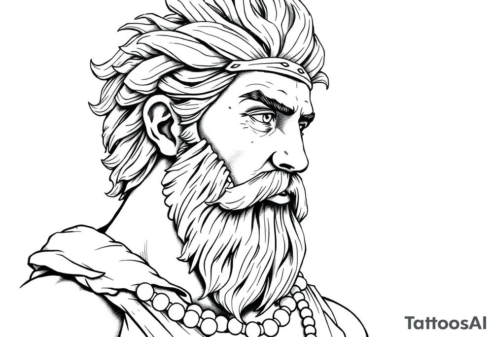 GREEK GOD LOOKING OVER HIS EMPIRE tattoo idea