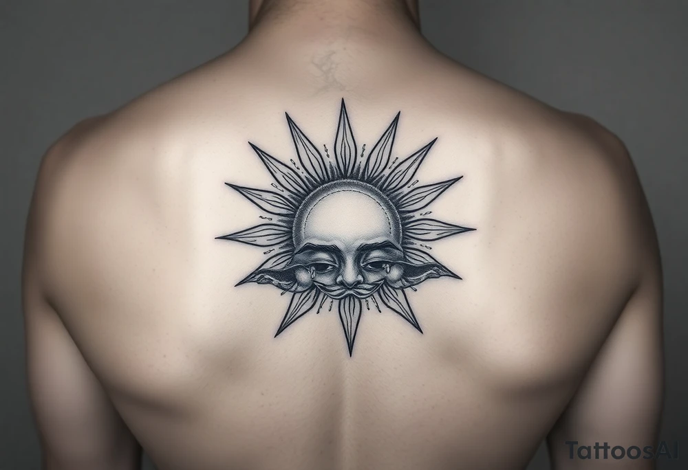 Sun rising over teary eyes tattoo idea