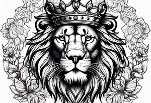 Lion crown cross tattoo idea