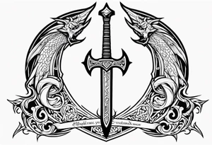 Valhalla prayer sword dragon axe tattoo idea