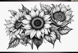 Sunflower viking sleeve tattoo idea