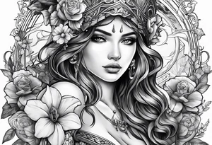Oceane with a warrior and a beautiful garden tattoo idea