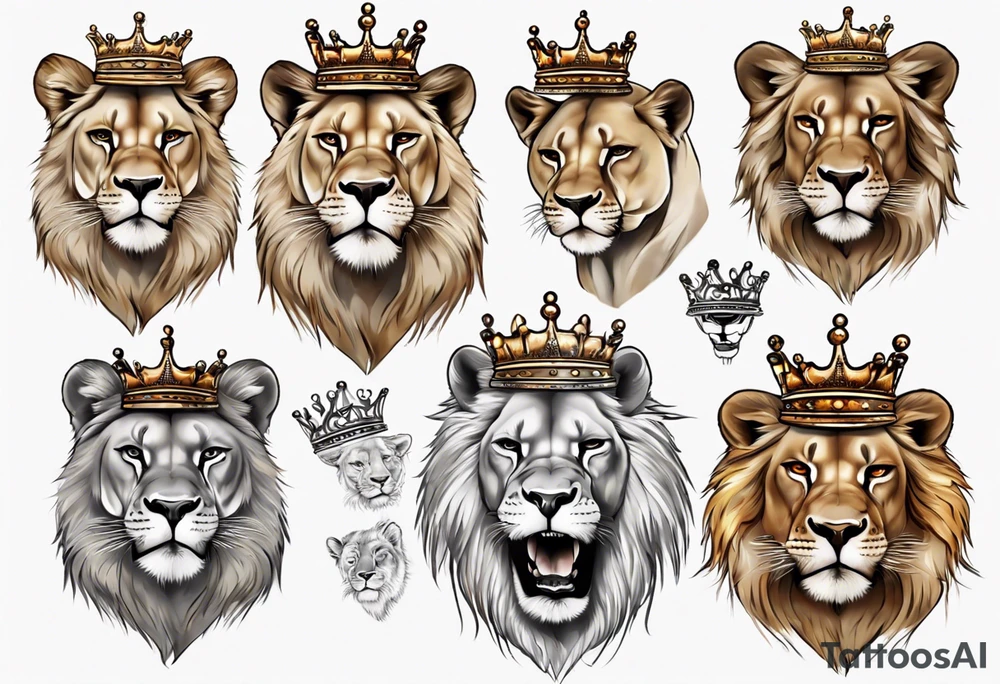 lioness with a crown tattoo idea