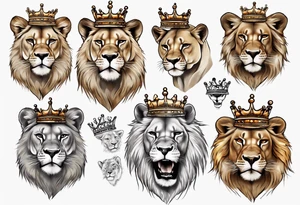 lioness with a crown tattoo idea
