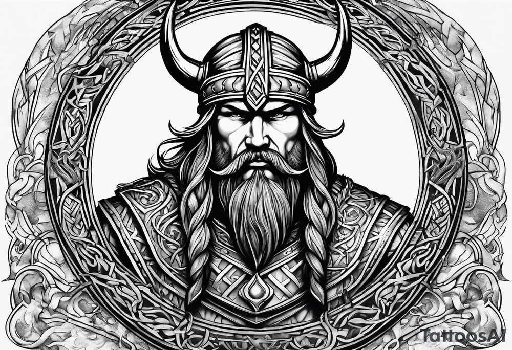 Make a viking shest tattoo dat cover the howl chest use the triple horns and the web of wyrd tattoo idea