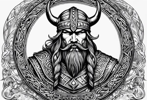 Make a viking shest tattoo dat cover the howl chest use the triple horns and the web of wyrd tattoo idea
