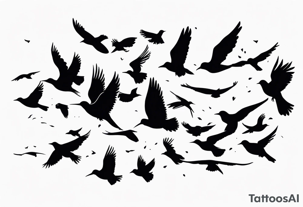 A flock of birds in flight tattoo idea