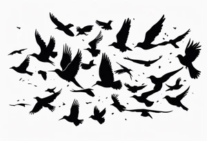 A flock of birds in flight tattoo idea
