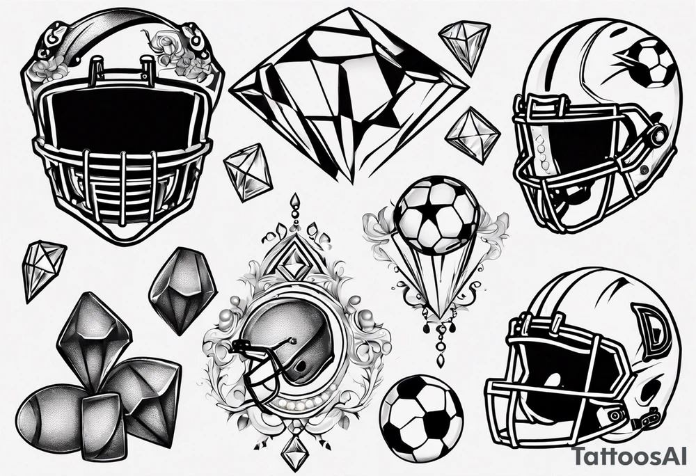 Sleeve tattoo dad drums diamonds pearls football tattoo idea