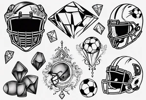 Sleeve tattoo dad drums diamonds pearls football tattoo idea