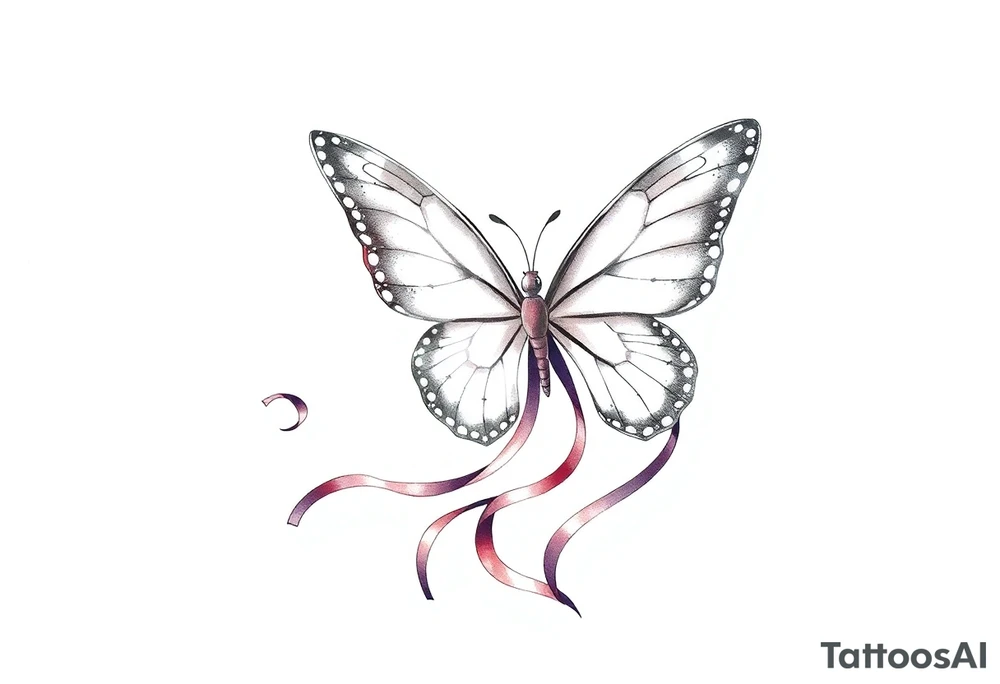 ethereal butterfly with flowing silk ribbons in moonlight tattoo idea