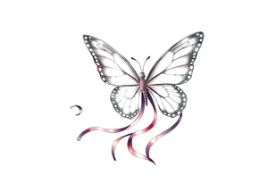ethereal butterfly with flowing silk ribbons in moonlight tattoo idea