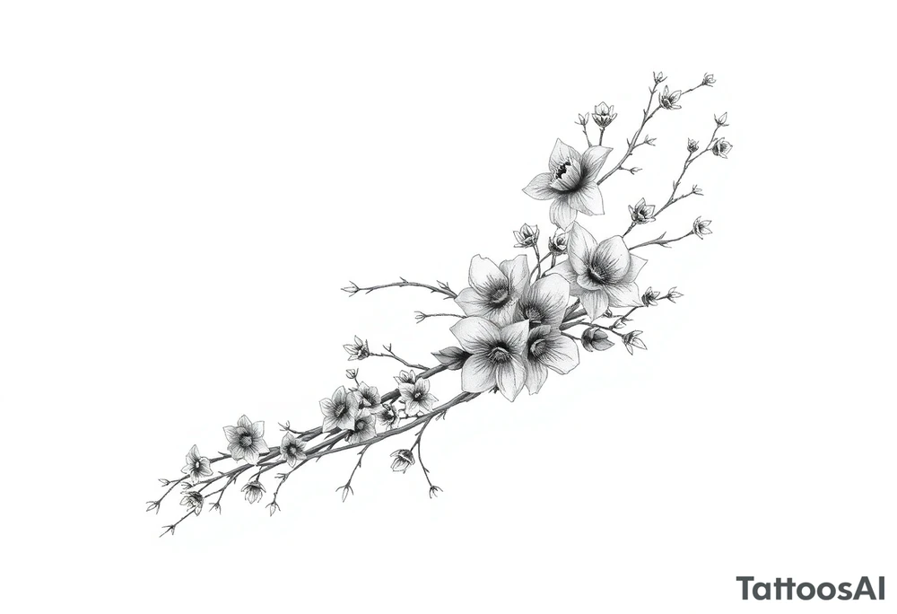 flowers and branches with thorns tattoo idea