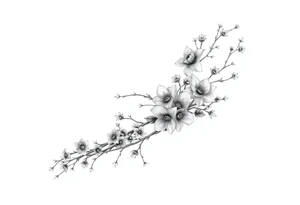 flowers and branches with thorns tattoo idea