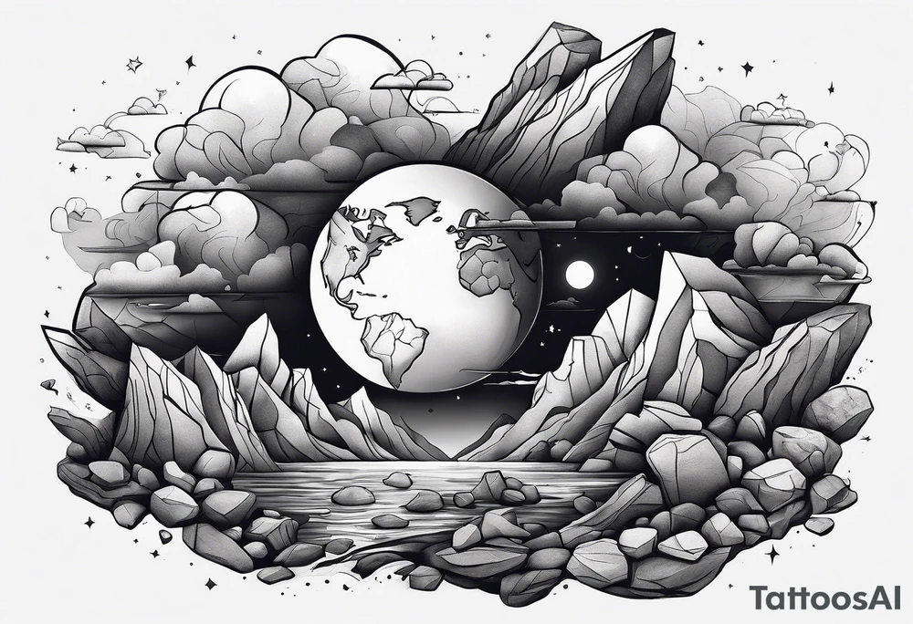 Include the quote “… and it was just a pile of rocks” around the earth tattoo idea