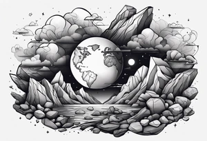 Include the quote “… and it was just a pile of rocks” around the earth tattoo idea