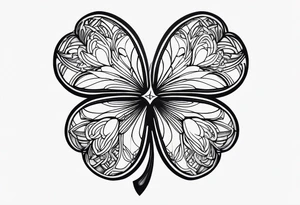 A black heart shaped 5 leaf clover tattoo idea