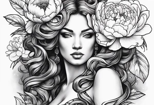 Medusa and peonies tattoo idea