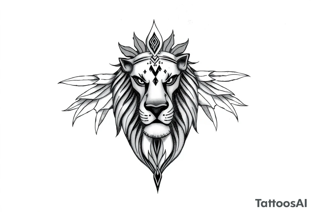 Sexy, powerful African goddess of Leo zodiac tattoo idea