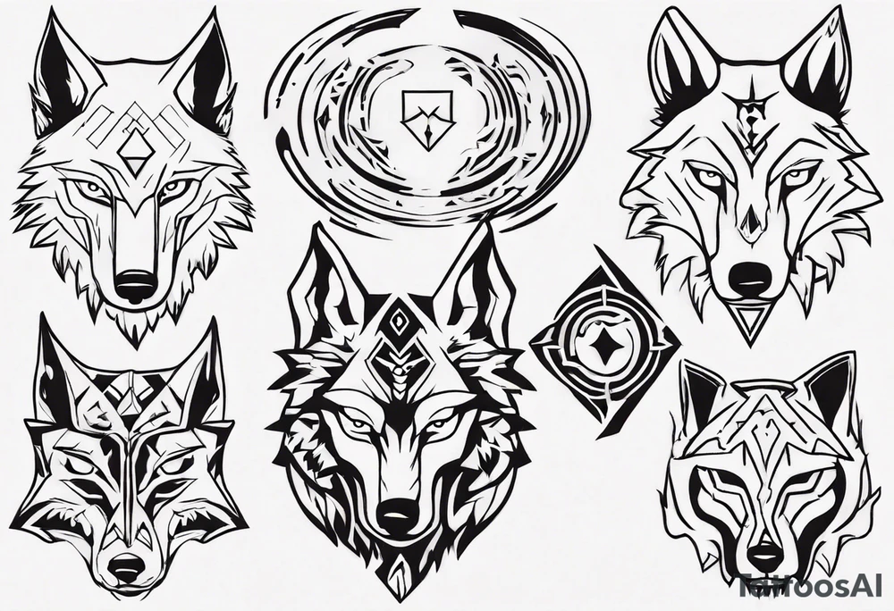 wolf head tattoo idea