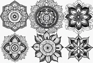 full sleeve tattoos for men. Sacred geometry. Mandala. Tropical flowers. Black outlines. tattoo idea