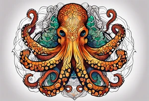 Octopus Arm Sleeve with fall colors tattoo idea