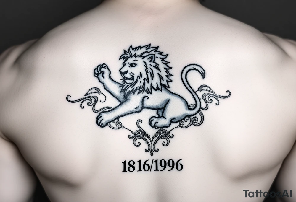 Leo zodiac sign with 08/18/1996 tattoo idea