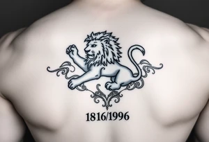 Leo zodiac sign with 08/18/1996 tattoo idea