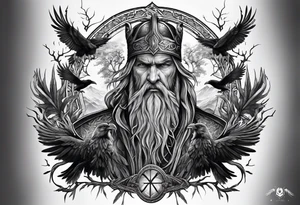 odin and his ravens on Yggdrasil tattoo idea