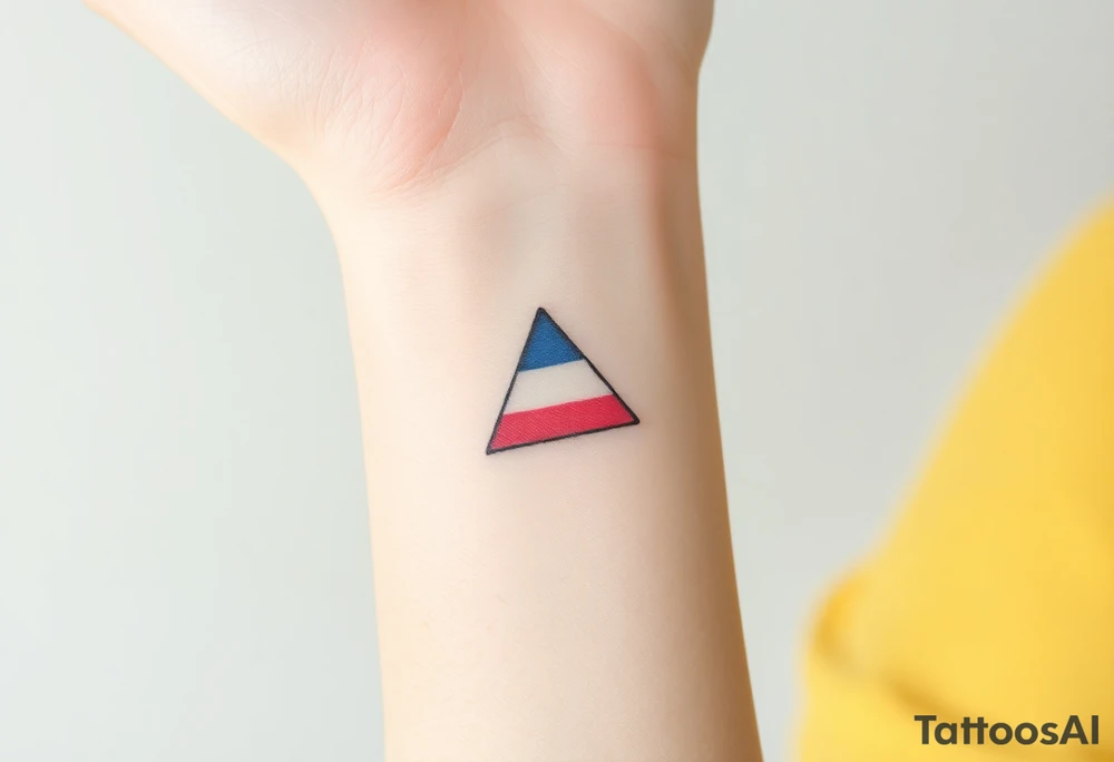 A small tattoo (2x2cm) on my wrist to represent my lesbian identity, but in a subtle way. Fine line. Triangle. Colors of lesbian flag tattoo idea